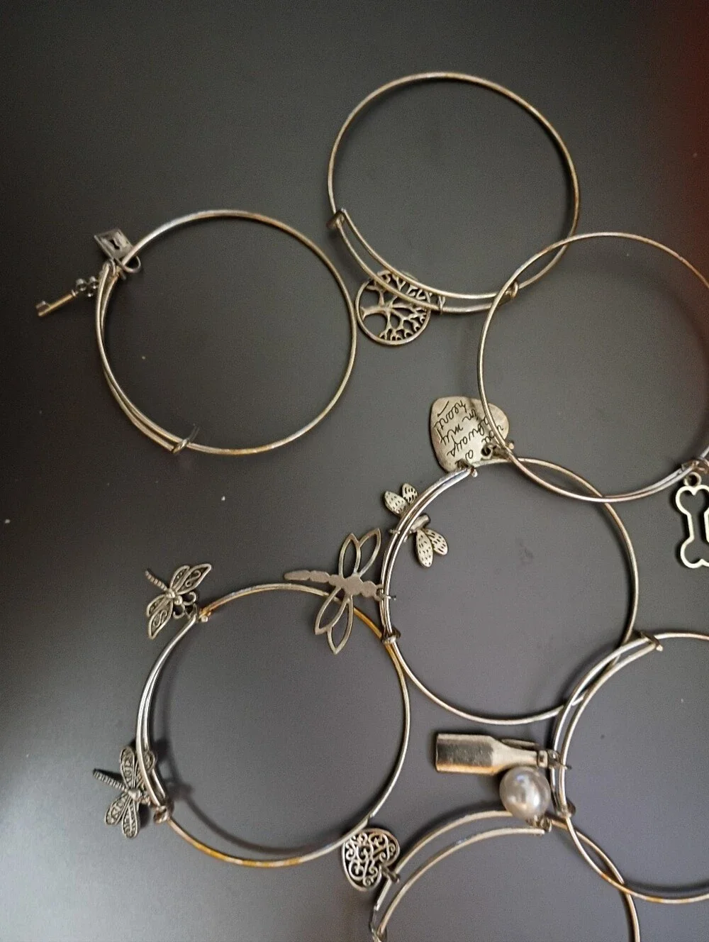 Seven (7) Wire Charm Bangle Bracelets